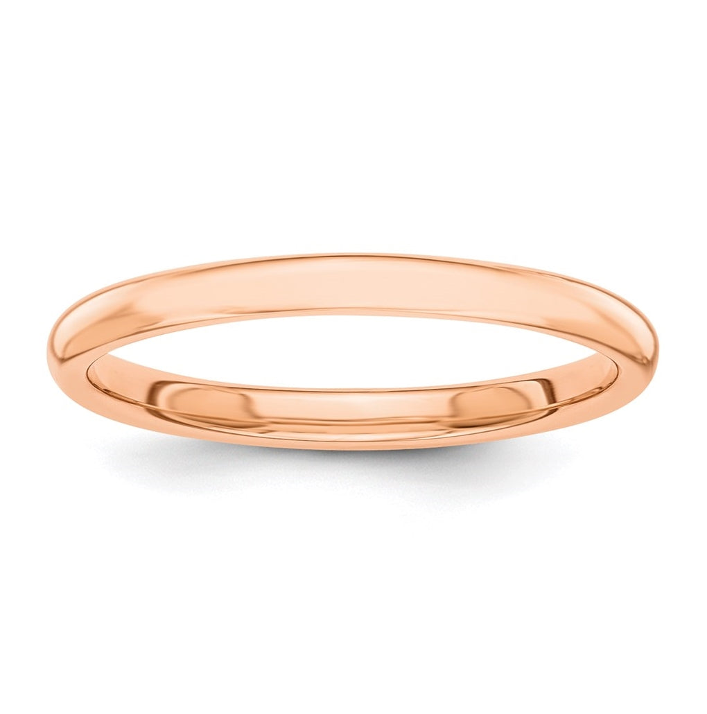 14k Rose Gold Polished 2mm Stackable Band Size 4