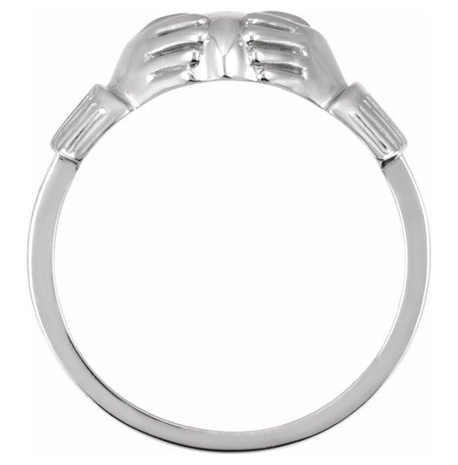 14K White Gold 14.5x10.5 mm Ladies Claddagh Band Size 6