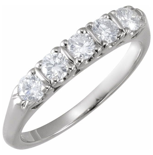 14K White Gold Round 3 Mm Polished 1/2 Ctw Lab-Grown Diamond Anniversary Band Size 6