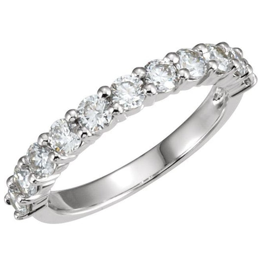 14K White Gold Round 3 Mm Polished 1 Ctw Natural Diamond Anniversary Band Size 7