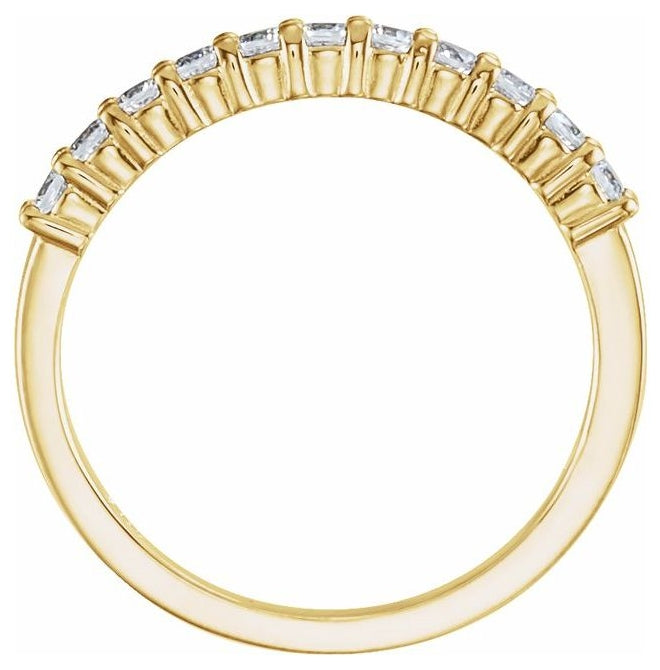14K Yellow Gold Round 1.7 Mm Polished 1/5 Ctw Lab-Grown Diamond Anniversary Band Size 7