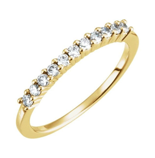 14K Yellow Gold Round 1.7 Mm Polished 1/5 Ctw Lab-Grown Diamond Anniversary Band Size 7
