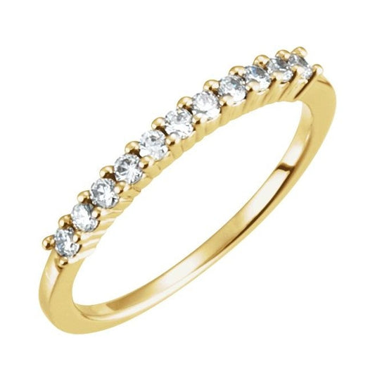14K Yellow Gold Round 1.7 Mm Polished 1/5 Ctw Lab-Grown Diamond Anniversary Band Size 7