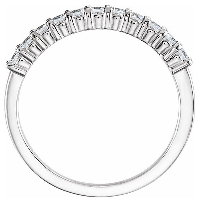 14K White Gold Round 2 Mm Polished 1/3 Ctw Natural Diamond Anniversary Band Size 7