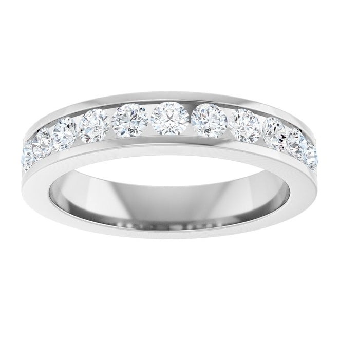 14K White Gold Round 2.5 Mm Si2-Si3, G-H  Polished 5/8 Ctw Natural Diamond Anniversary Band Size 7