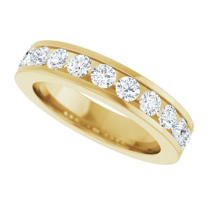 14K Yellow Gold Round 3 Mm Vs, F+  Polished 1 Ctw Lab-Grown Diamond Anniversary Band