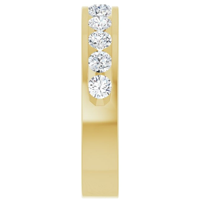 14K Yellow Gold Round 3 Mm Vs, F+  Polished 1 Ctw Lab-Grown Diamond Anniversary Band