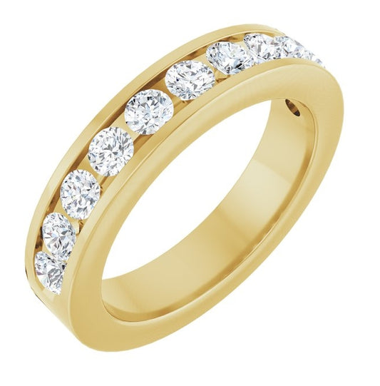 14K Yellow Gold Round 3 Mm Vs, F+  Polished 1 Ctw Lab-Grown Diamond Anniversary Band