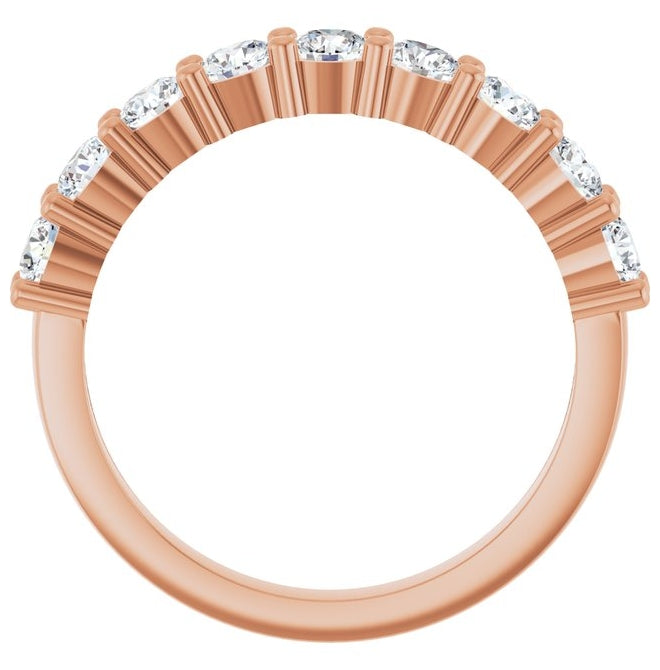 14K Rose Gold Round 3.2 Mm Polished 1 Ctw Lab-Grown Diamond Anniversary Band Size 7