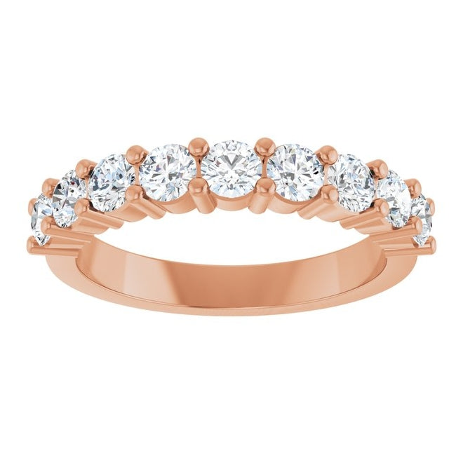 14K Rose Gold Round 3.2 Mm Polished 1 Ctw Lab-Grown Diamond Anniversary Band Size 7