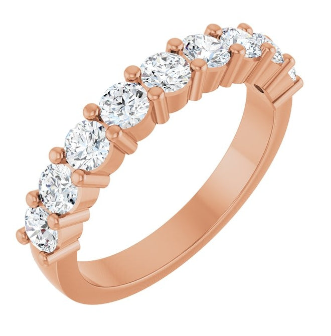 14K Rose Gold Round 3.2 Mm Polished 1 Ctw Lab-Grown Diamond Anniversary Band Size 7