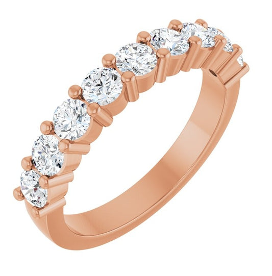 14K Rose Gold Round 3.2 Mm Polished 1 Ctw Lab-Grown Diamond Anniversary Band Size 7