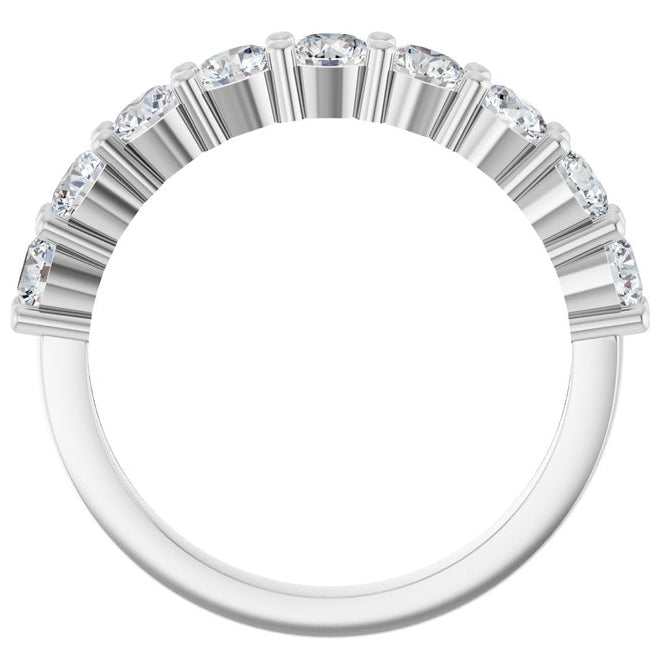 14K White Gold Round 3.4 Mm Polished 1 1/4 Ctw Lab-Grown Diamond Anniversary Band Size 7