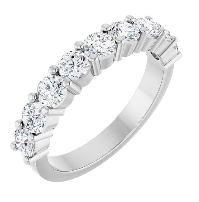 14K White Gold Round 3.4 Mm Polished 1 1/4 Ctw Lab-Grown Diamond Anniversary Band Size 7