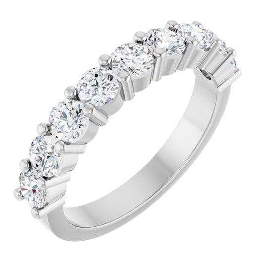 14K White Gold Round 3.4 Mm Polished 1 1/4 Ctw Lab-Grown Diamond Anniversary Band Size 7