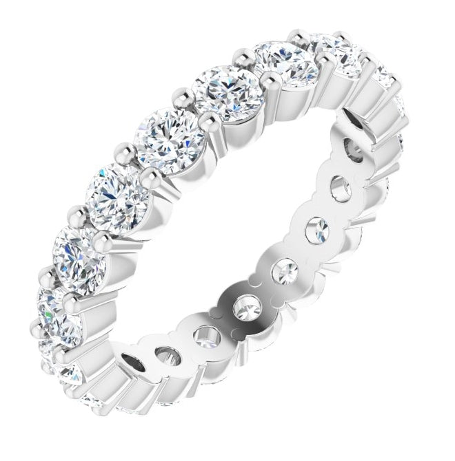 14K White Gold Round 3 Mm Si2-Si3, G-H  Polished 1 7/8 Ctw Natual Diamond Eternity Band Size 7.5