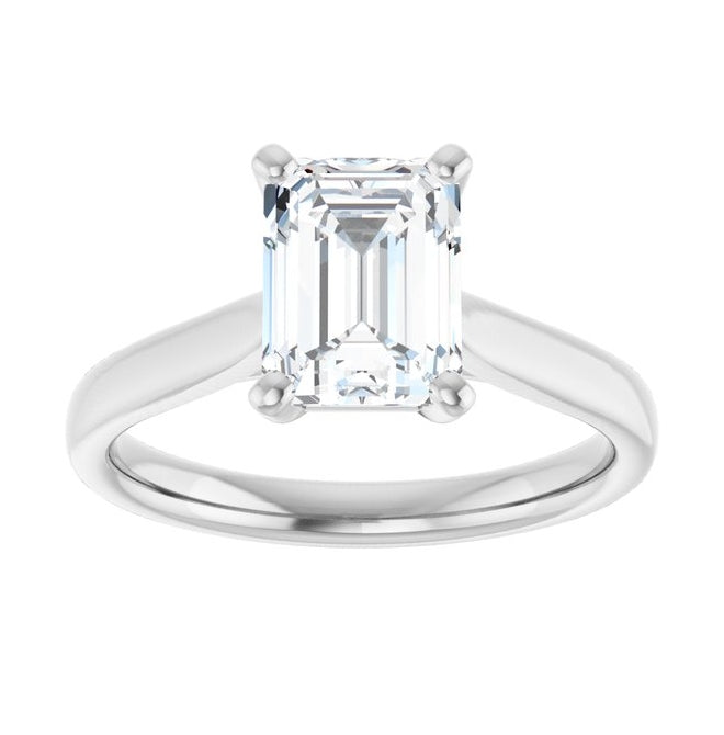 14K Yellow Or White Gold Emerald Polished Lab-Grown Diamond Engagement Ring