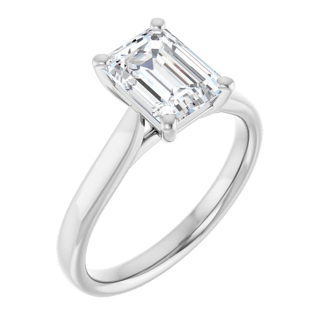 14K Yellow Or White Gold Emerald Polished Lab-Grown Diamond Engagement Ring