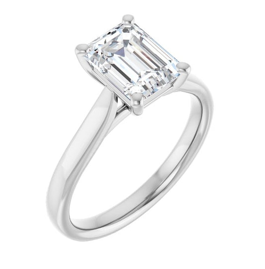 14K Yellow Or White Gold Emerald Polished Lab-Grown Diamond Engagement Ring