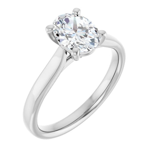 14K Yellow Or White Gold Oval Polished Lab-Grown Diamond Engagement Ring