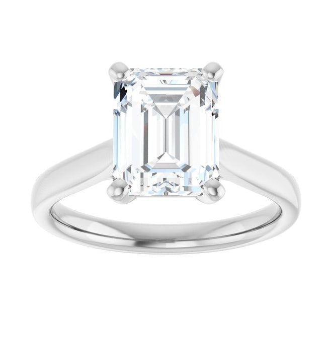 14K Yellow Or White Gold Emerald Polished Lab-Grown Diamond Engagement Ring