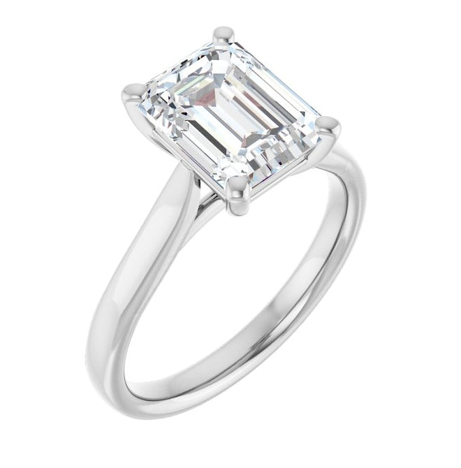 14K Yellow Or White Gold Emerald Polished Lab-Grown Diamond Engagement Ring