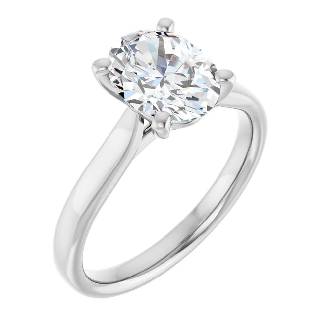 14K Yellow Or White Gold Oval Polished Lab-Grown Diamond Engagement Ring