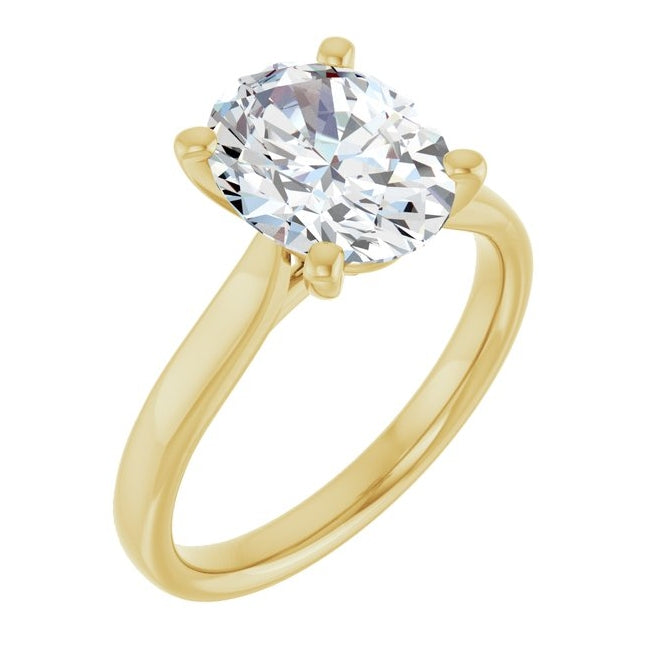 14K Yellow Or White Gold Oval Polished Lab-Grown Diamond Engagement Ring