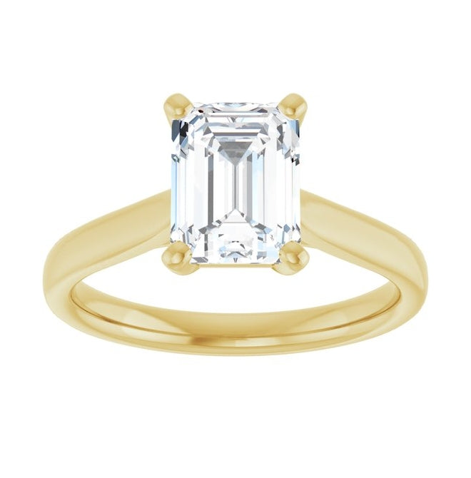14K Yellow Or White Gold Emerald Polished Lab-Grown Diamond Engagement Ring