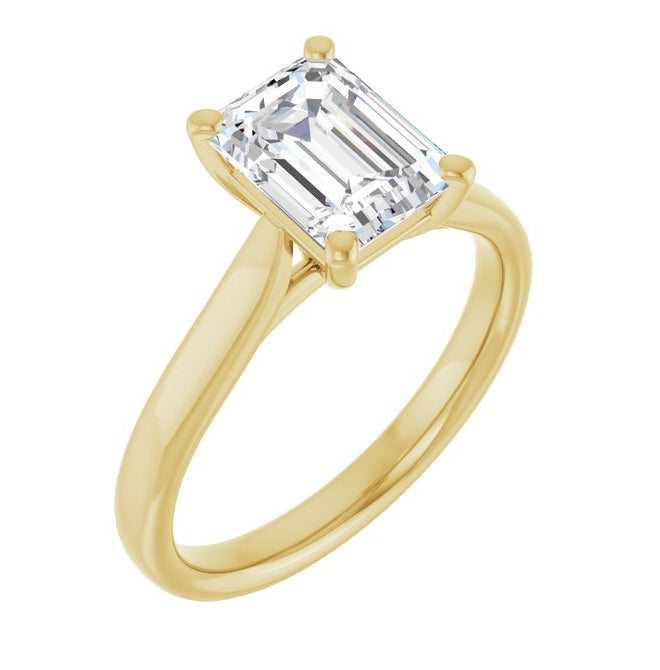 14K Yellow Or White Gold Emerald Polished Lab-Grown Diamond Engagement Ring
