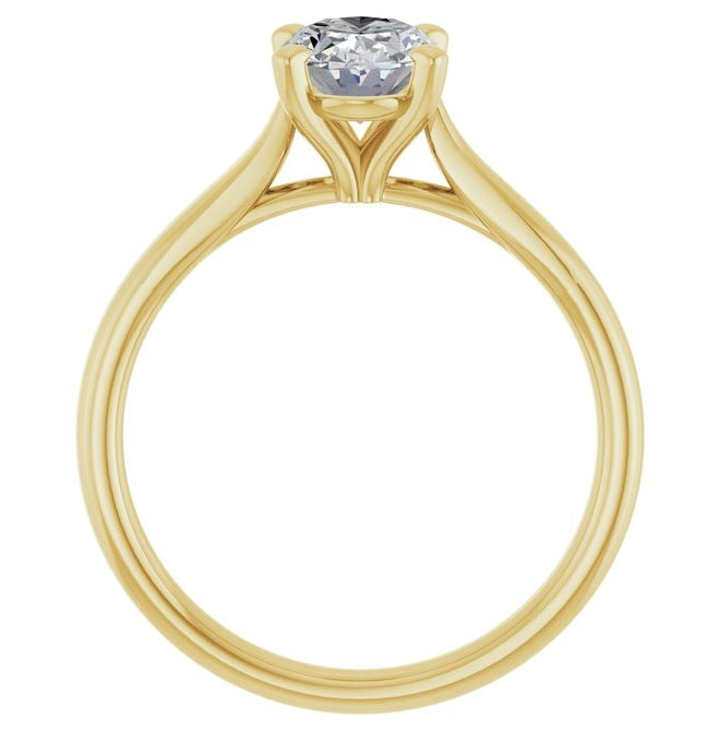 14K Yellow Or White Gold Oval Polished Lab-Grown Diamond Engagement Ring