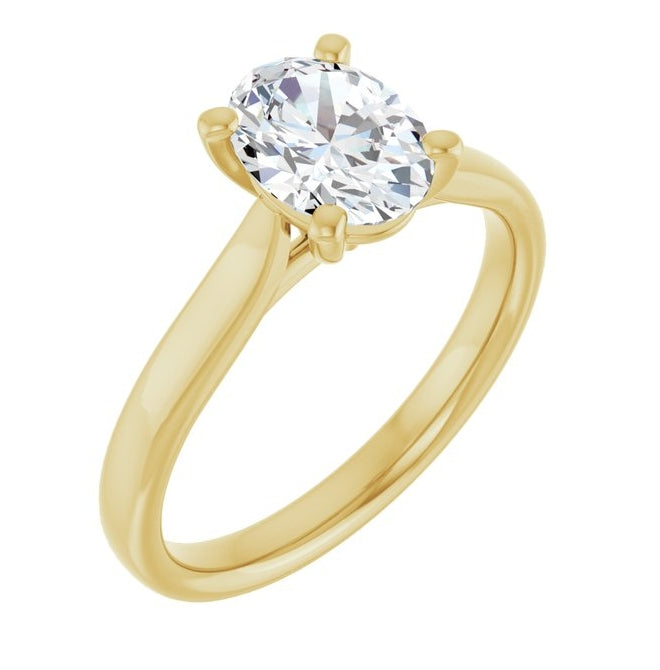 14K Yellow Or White Gold Oval Polished Lab-Grown Diamond Engagement Ring