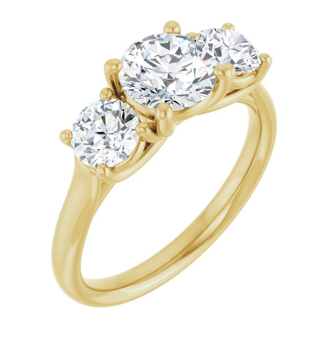 14K Yellow Or White Gold Round 6.5 Mm Polished 1 3/4 Ctw Lab-Grown Diamond Engagement Ring