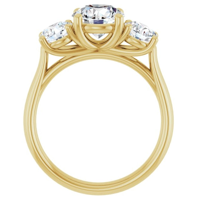 14K Yellow Gold Round 7.4 Mm Polished 2 1/2 Ctw Lab-Grown Diamond Engagement Ring Size 7