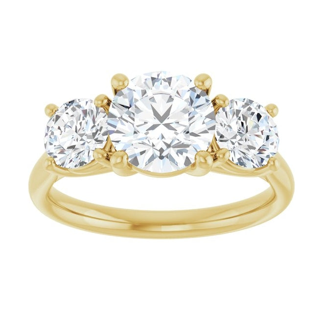 14K Yellow Gold Round 7.4 Mm Polished 2 1/2 Ctw Lab-Grown Diamond Engagement Ring Size 7