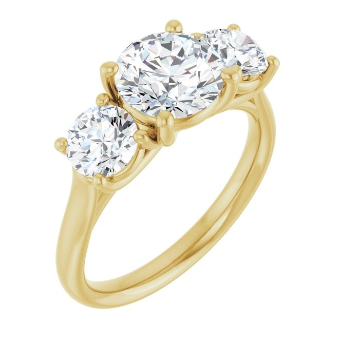 14K Yellow Gold Round 7.4 Mm Polished 2 1/2 Ctw Lab-Grown Diamond Engagement Ring Size 7