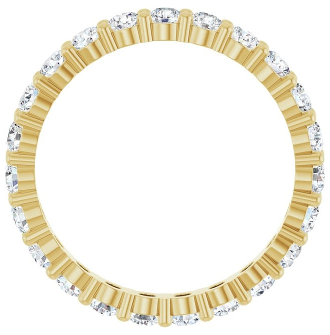 14K Yellow Gold Round 2.5 Mm Si2-Si3, G-H  Polished 1 3/8 Ctw Natural Diamond Eternity Band, Size 7
