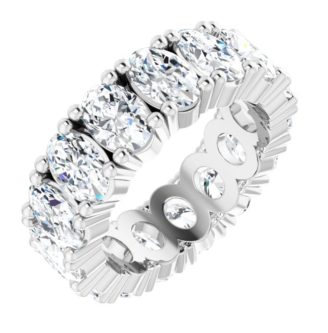 14K White Gold Oval 6 X 4 Mm Vs, F+  Polished 6 Ctw Lab-Grown Diamond Eternity Band, Size 5.5