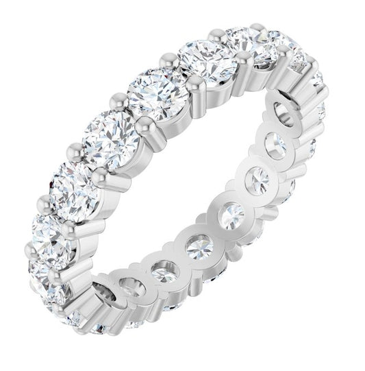 10K White Gold Round Vs, F+  Polished Lab-Grown Diamond Eternity Band, Size 7