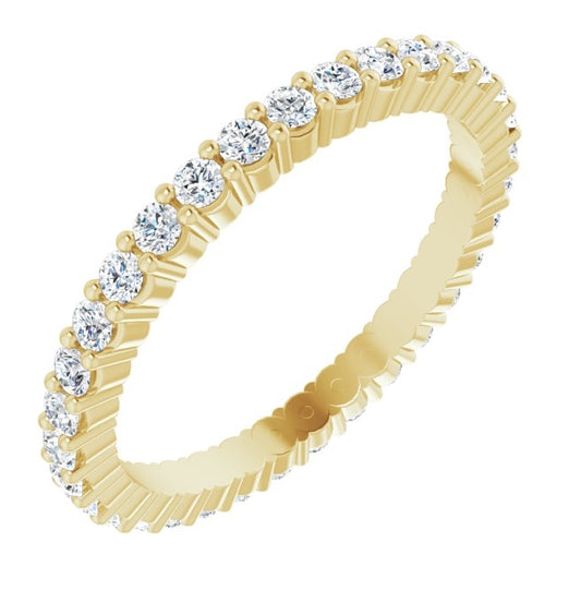 14K Yellow Gold Round 1.5 Mm Si1-Si2, Ghi  Polished 1/2 Ctw Lab-Grown Diamond Eternity Band, Size 4
