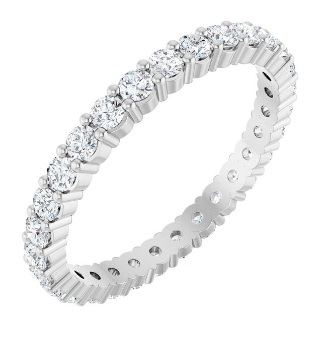 14K White Gold Round 2 Mm Si2-Si3, Ghi  Polished 1 Ctw Lab-Grown Diamond Eternity Band