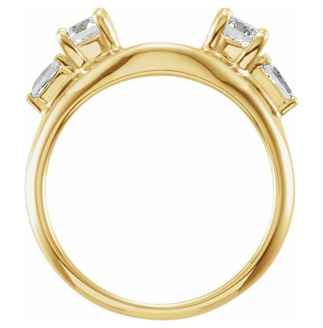 14K Yellow Gold Round 4.1 Mm Polished 5/8 Ctw Lab-Grown Diamond Wrap-Style Ring Enhancer Size 6