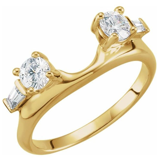 14K Yellow Gold Round 4.1 Mm Polished 5/8 Ctw Lab-Grown Diamond Wrap-Style Ring Enhancer Size 6