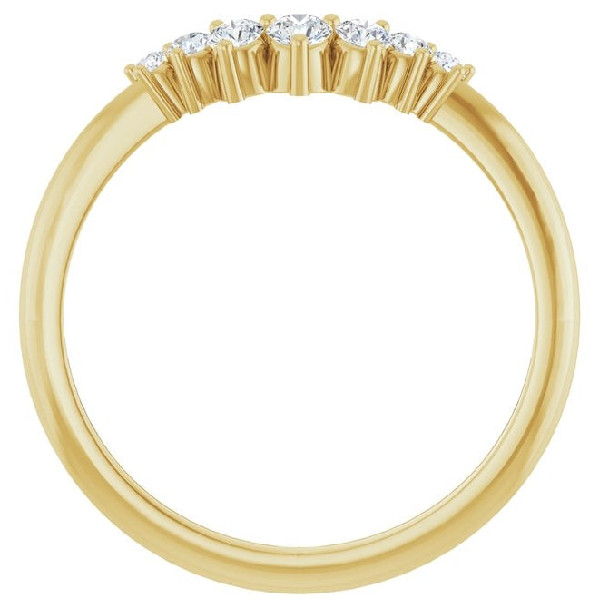 14K Yellow Gold Round 2.25 Mm Polished 1/8 Ctw Lab-Grown Diamond Contour Band Size 7