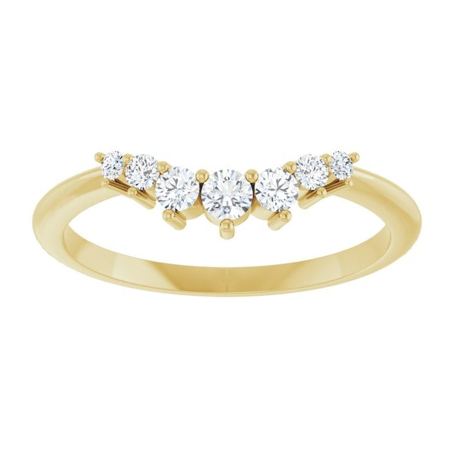 14K Yellow Gold Round 2.25 Mm Polished 1/8 Ctw Lab-Grown Diamond Contour Band Size 7