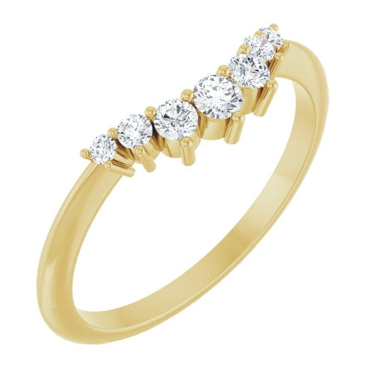 14K Yellow Gold Round 2.25 Mm Polished 1/8 Ctw Lab-Grown Diamond Contour Band Size 7