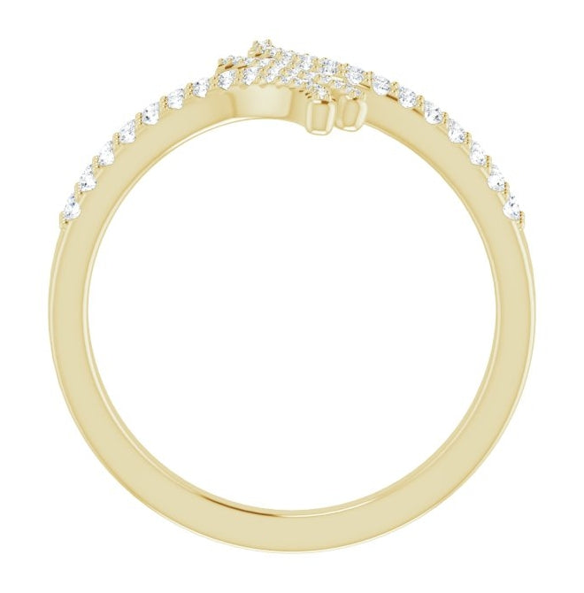 14K Yellow Gold Round .8 Mm I1, G-H :: 1/4 Ctw Polished Bypass Ring Size 7