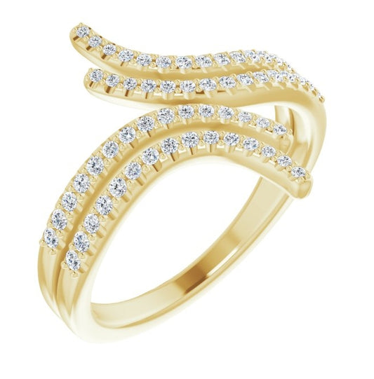 14K Yellow Gold Round .8 Mm I1, G-H :: 1/4 Ctw Polished Bypass Ring Size 7