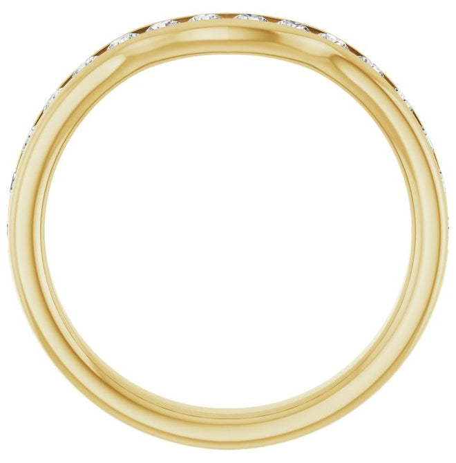 14K Yellow Or White Gold Round 2 Mm Polished 3/8 Ctw Lab-Grown Diamond Contour Band