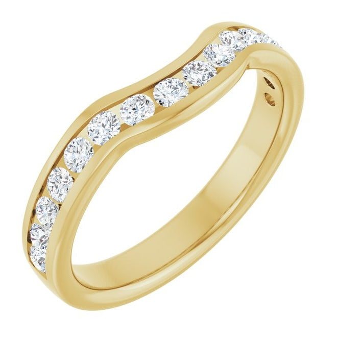 14K Yellow Or White Gold Round 2 Mm Polished 3/8 Ctw Natural Diamond Contour Band